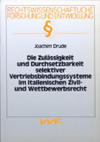 Joachim Drude: Die Zulässigkeit und Durchsetzbarkeit selektiver Vertriebsbindungssysteme im italienischen Zivil- und Wettbewerbsrecht